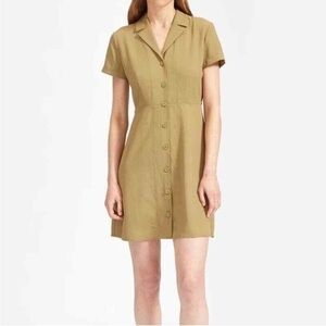 Everlane Japanese GoWeave Notch Collar Shirt Dress Olive Green Size 8 (Medium)